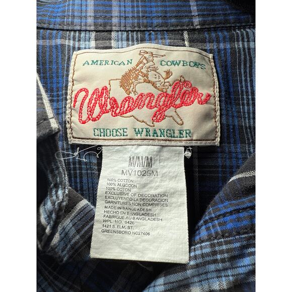 Men's Wrangler Long Sleeve Western Shirt with Pearl Snaps Medium - Picture 2 of 12